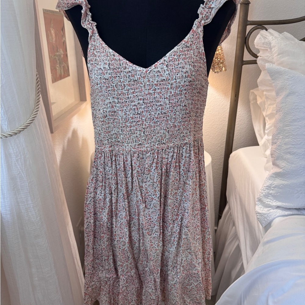 Japna Pink and White Floral Mini Dress